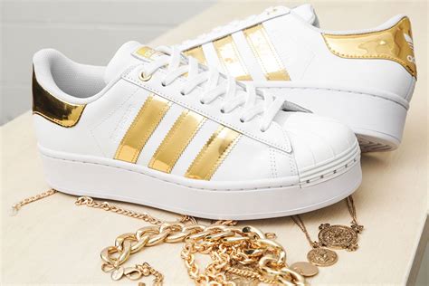 gold adidas superstar women's